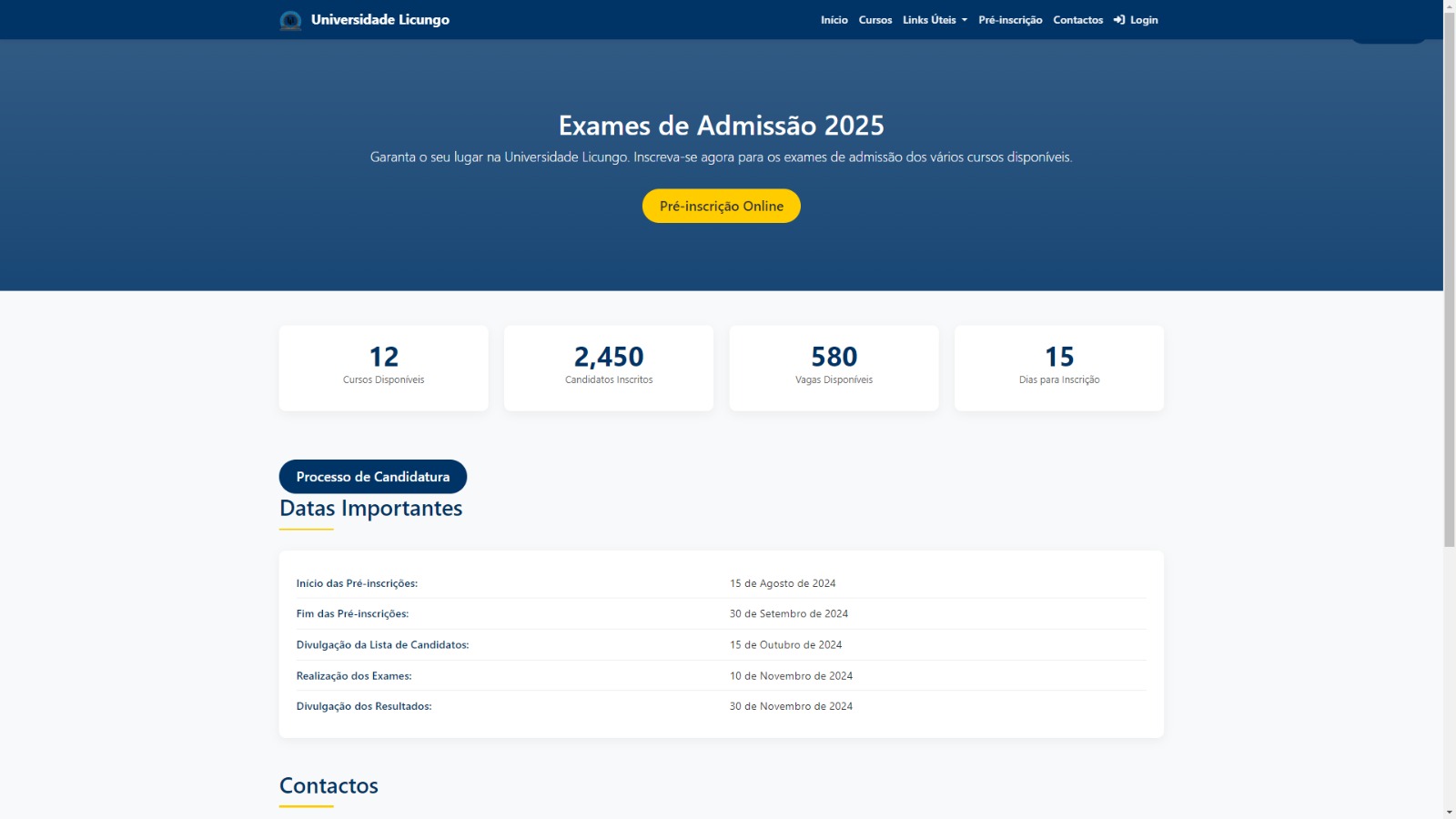 Sistema de Gestão de Exames de Admissão